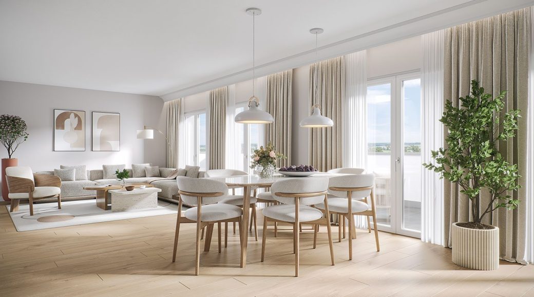 Ein gemütliches Wohnzimmer mit hellem Lichteinfall