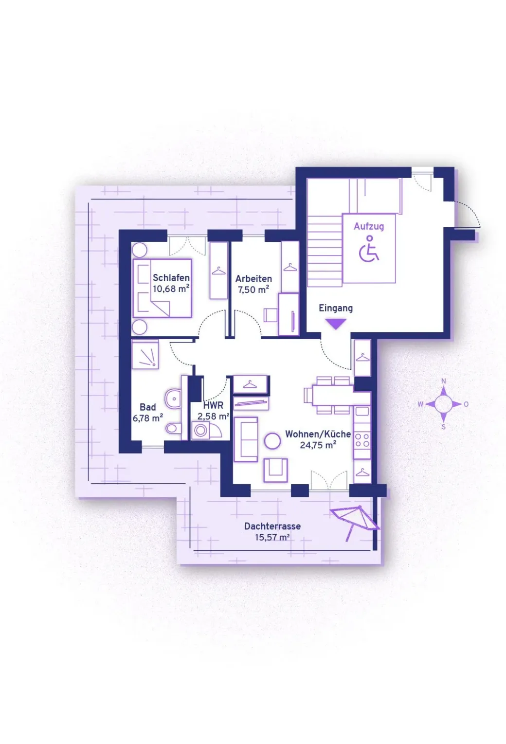 Grundriss 67 qm im NullenergiehausPlus